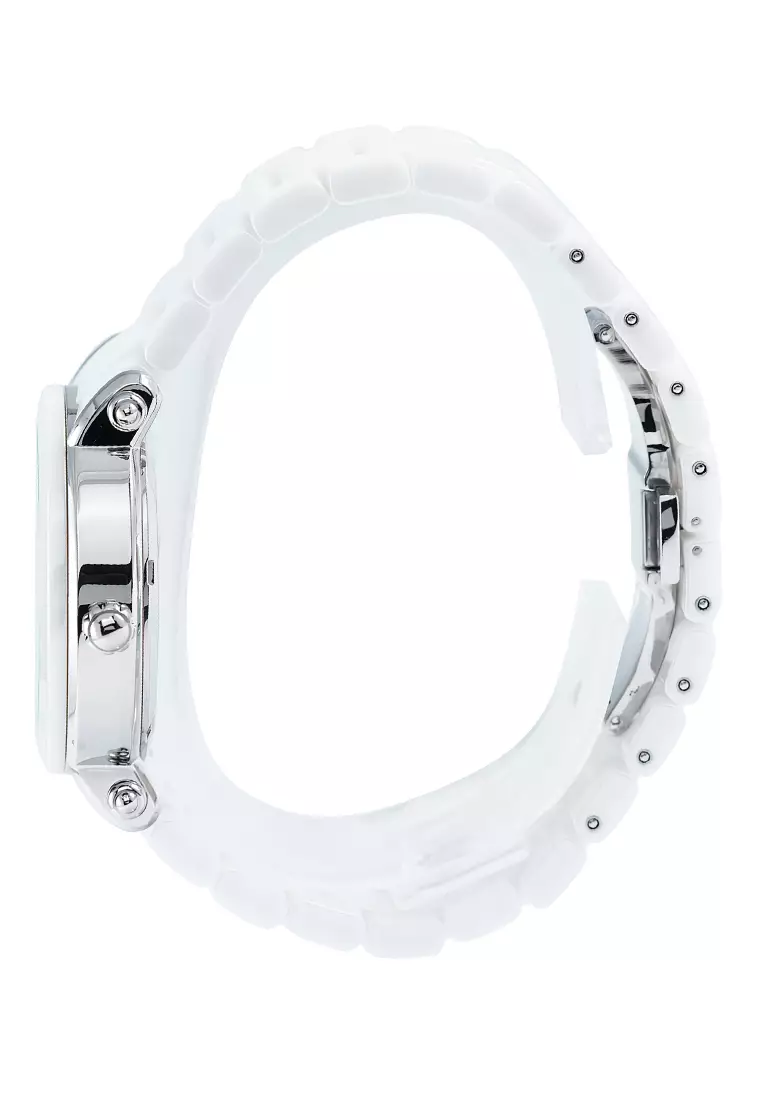 Alexandre Christie - Jam Tangan Wanita - Silver White - Ceramic Band - 2377 BFBSSSL