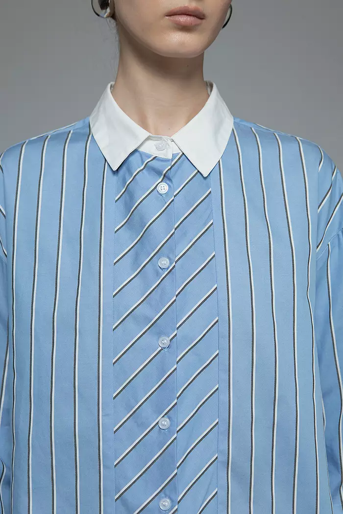 COTTONINK Studio - Atasan Kemeja Wanita Blue Striped Donen #StudioFallWinter25
