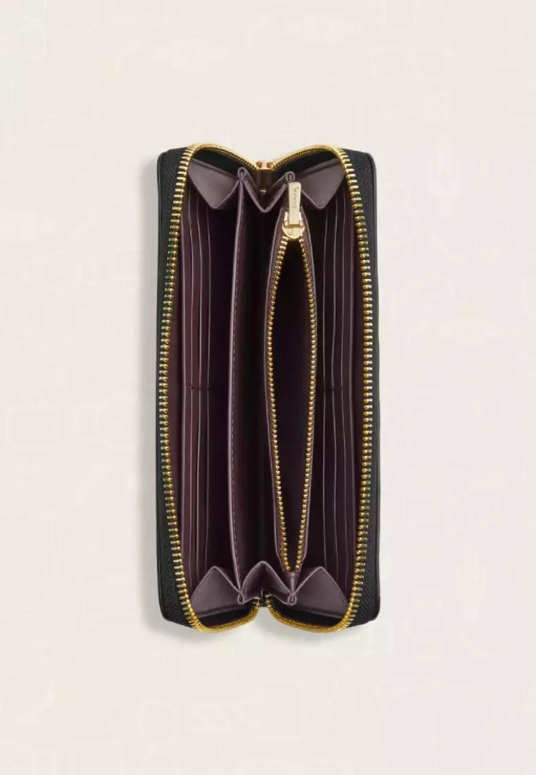 Coach Long Zip Around Wallet In Signature Leather Black