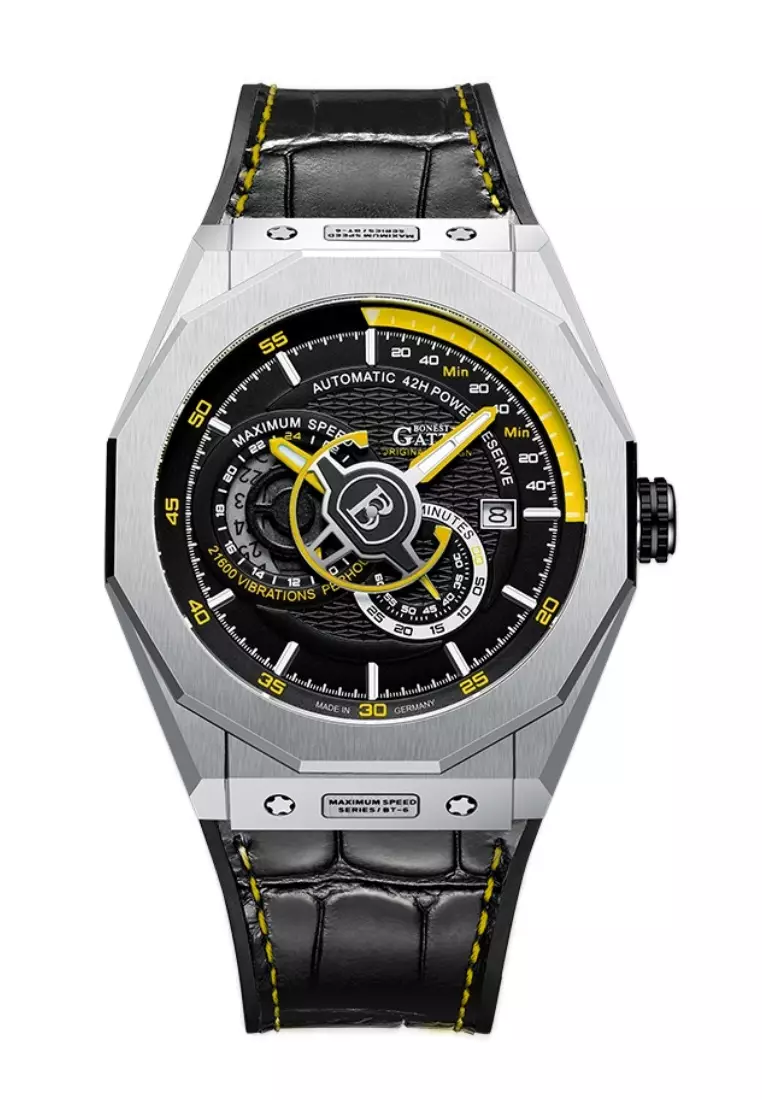 Automatic Unisex Stainless Steel Watch, Leather Strap