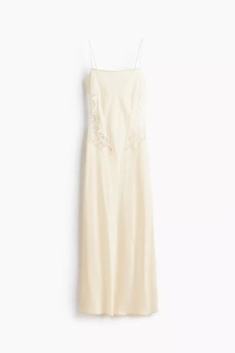 Lace-detail satin dress with scarf
