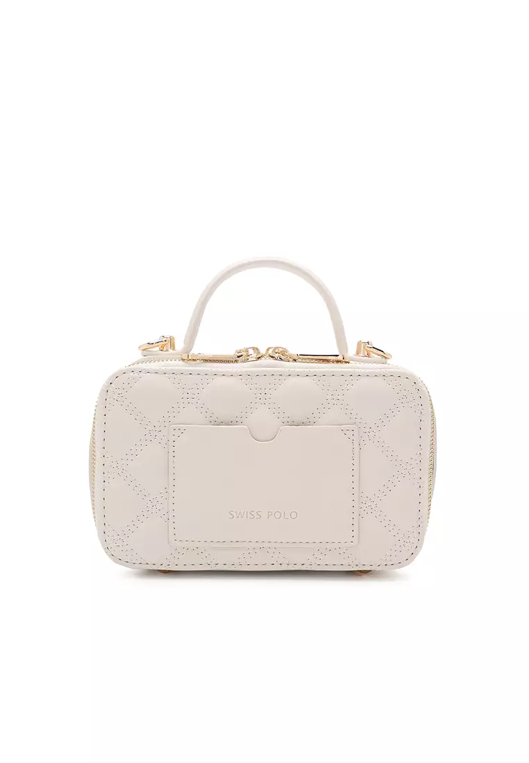 Women's Boxy Top Handle Bag / Sling Bag / Crossbody Bag - White