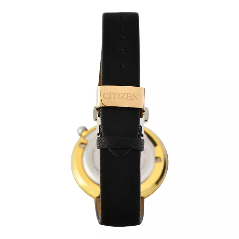 Jam Tangan Wanita Citizen L EM0656-15A Eco-Drive White Dial Black Leather Strap