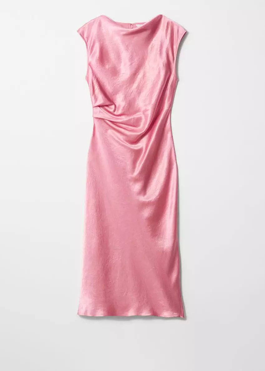 Bias-Cut Satin Midi Dress