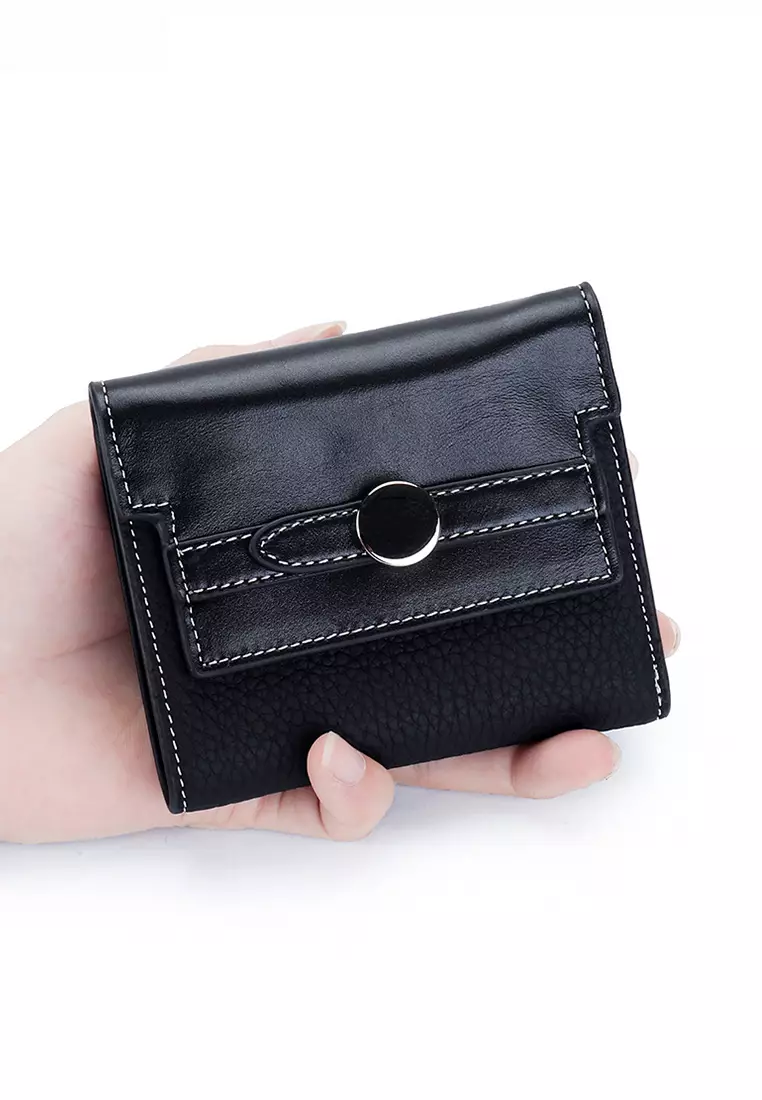 Texture Patching Full Grain Leather Trifold Wallet JW YT-2319