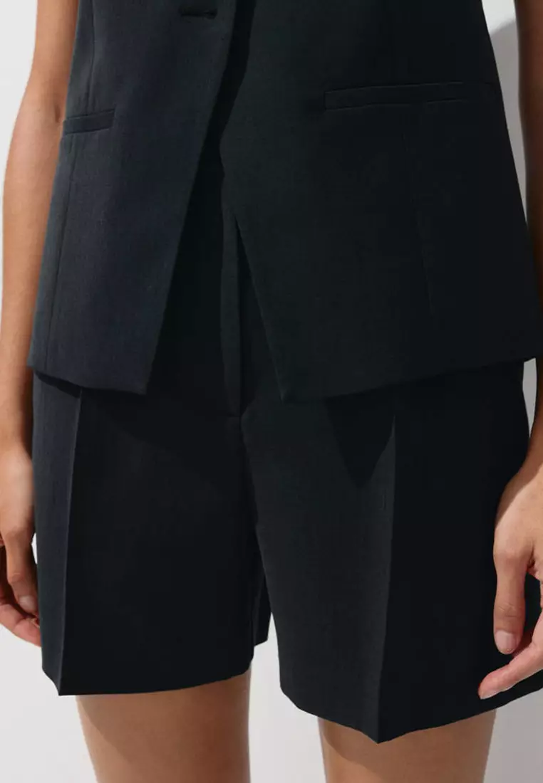 Straight-Fit High-Waist Bermuda Shorts