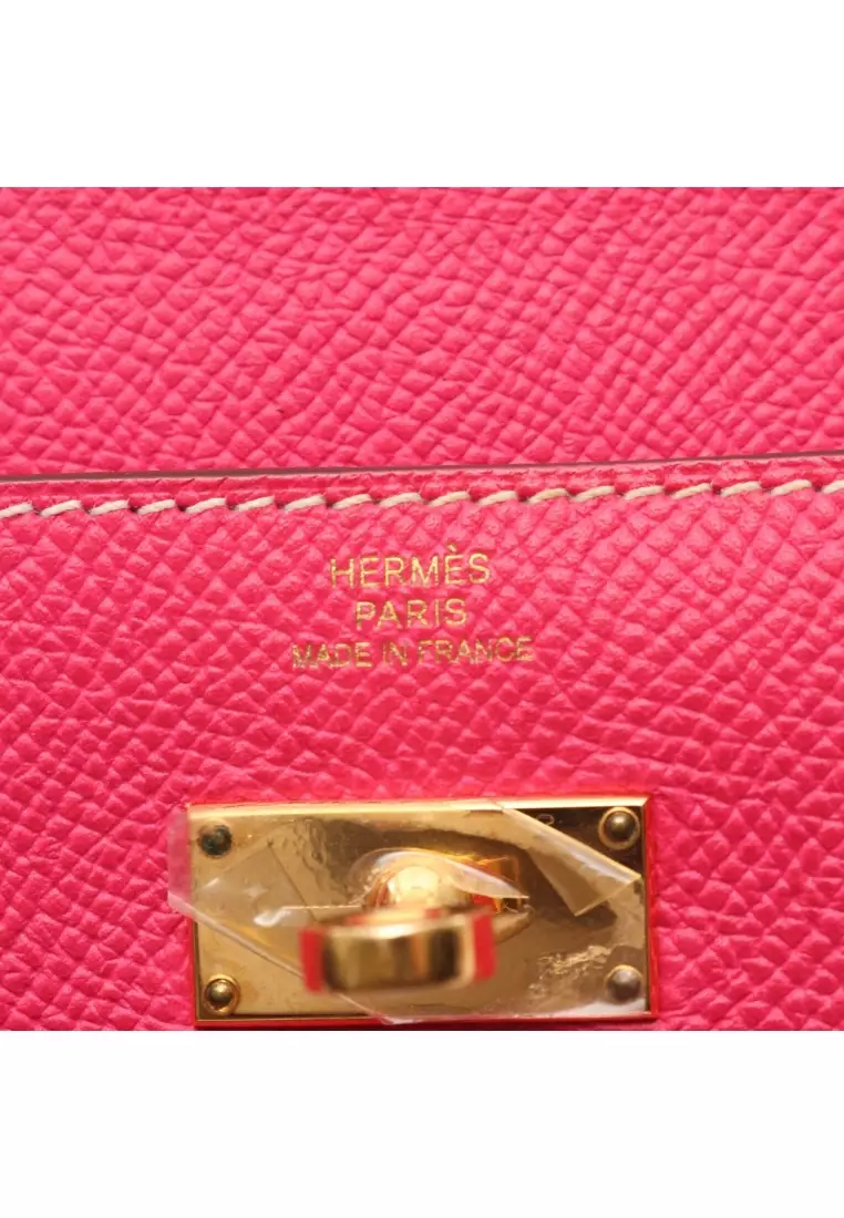Pre-Loved Hermès kelly wallet long rose tyrian Bi-fold wallet Veau epsom Pink purple gold hardware □Q stamp