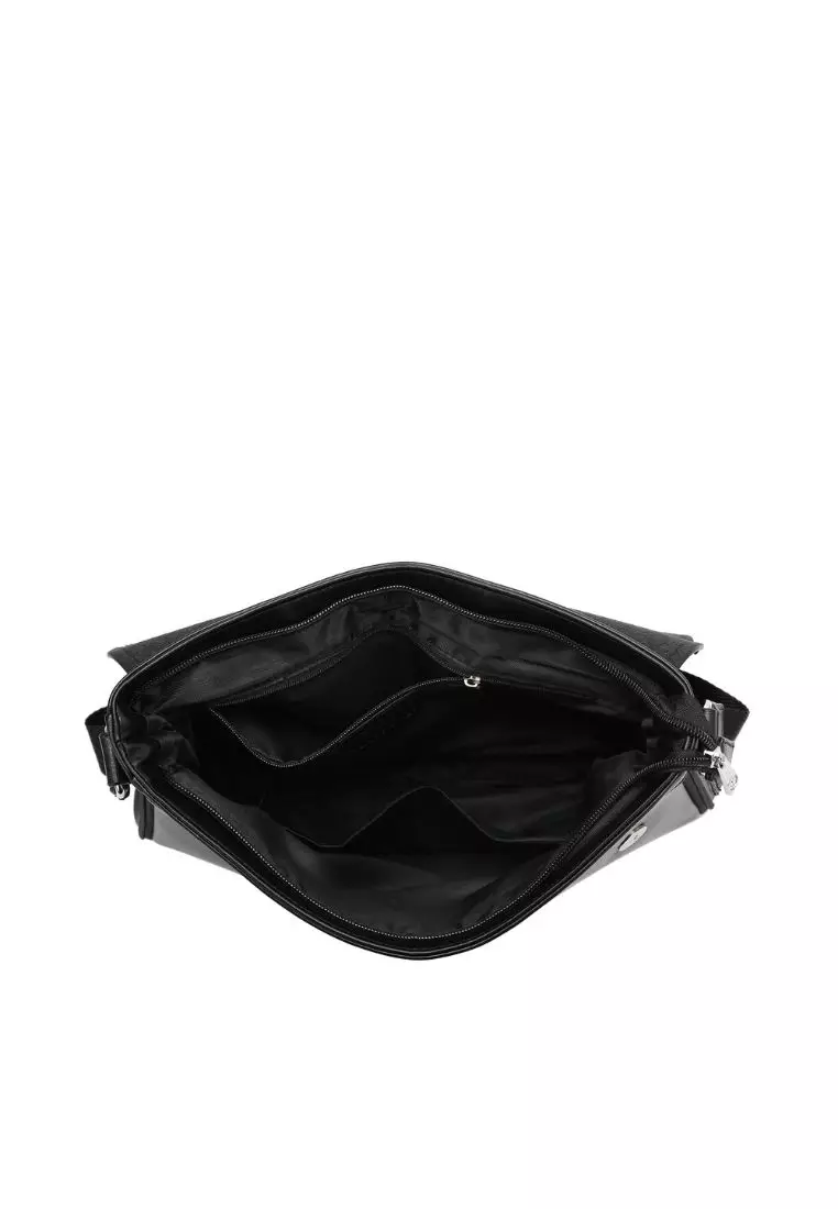 Textured Messenger Bag / Crossbody Bag / Sling Bag - Black
