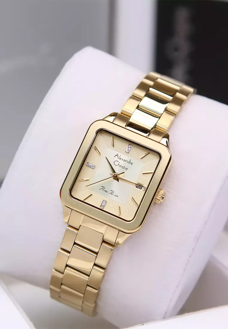 Alexandre Christie 2A79 LDBGPIV Jam Tangan Analog Wanita - Gold Stainless Steel