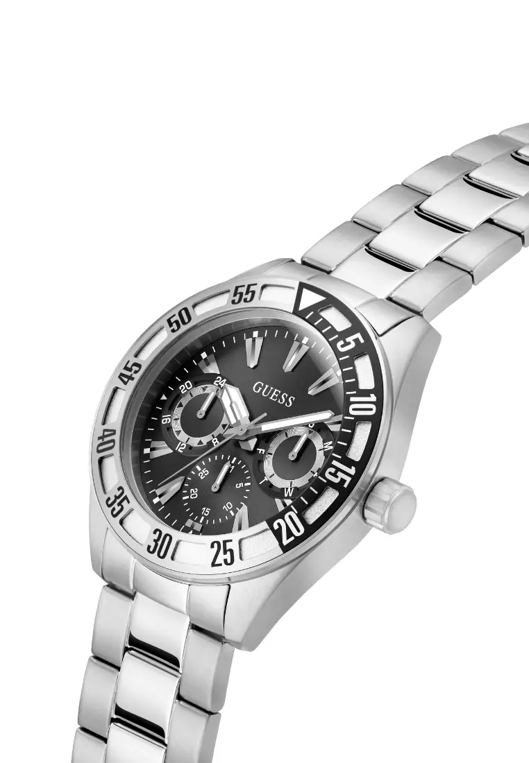 Guess Sport Silver Stainless Steel Analog Quartz Watch For Men GW0904G1