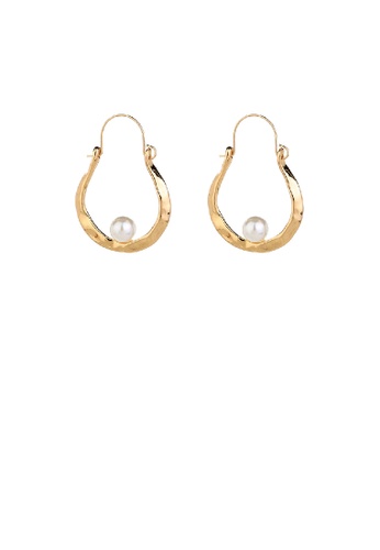 Glamorousky white Simple Personality Plated Gold U-Shaped Geometric Earrings with Imitation Pearls 71CA4AC4D1F1D9GS_1