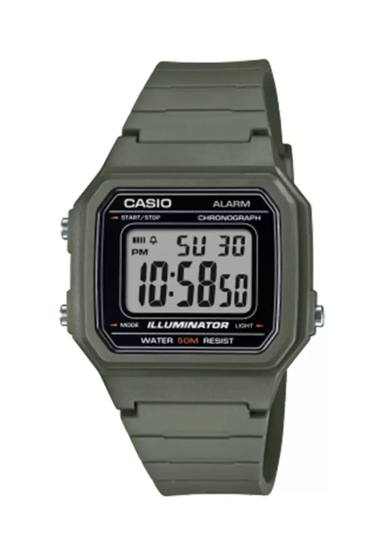 CASIO W-217H-3AVDF Digital Green Resin Strap 41.2mm Men