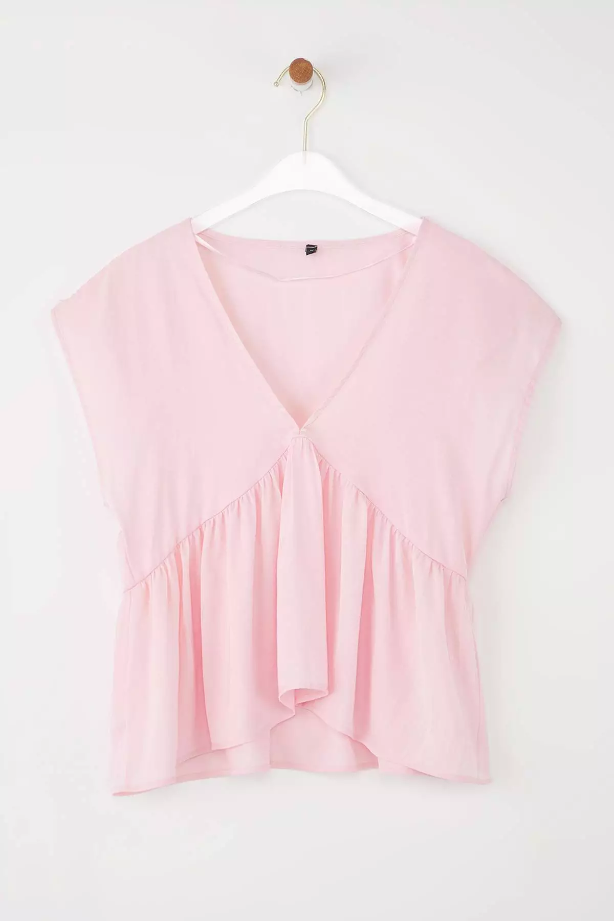 Pink V Neck Flowy Soft Button Blouse