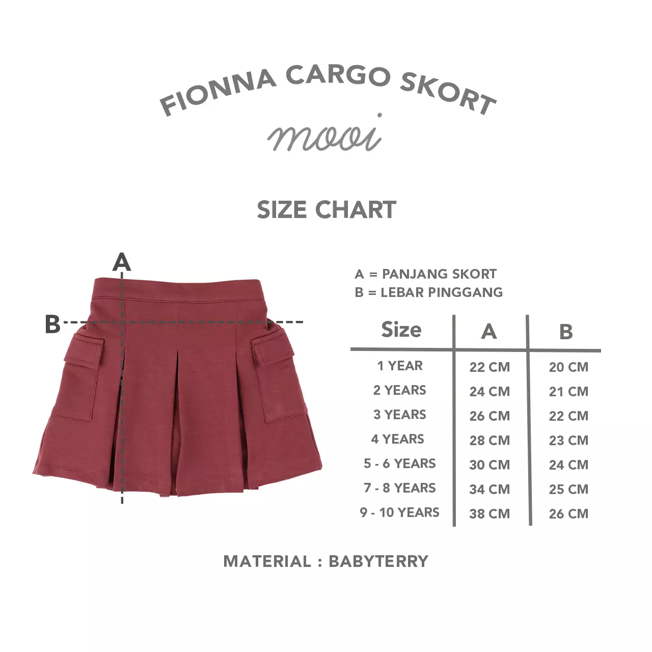 Mooi Rok Celana Skort Anak Perempuan Fionna Cargo Skort Pants - Khaki