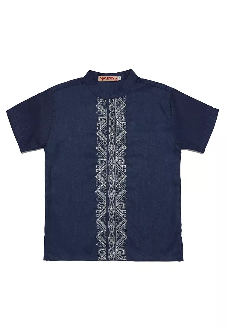 Baju Koko Anak Laki Bordir Angle Navy Setelan - NOBLE
