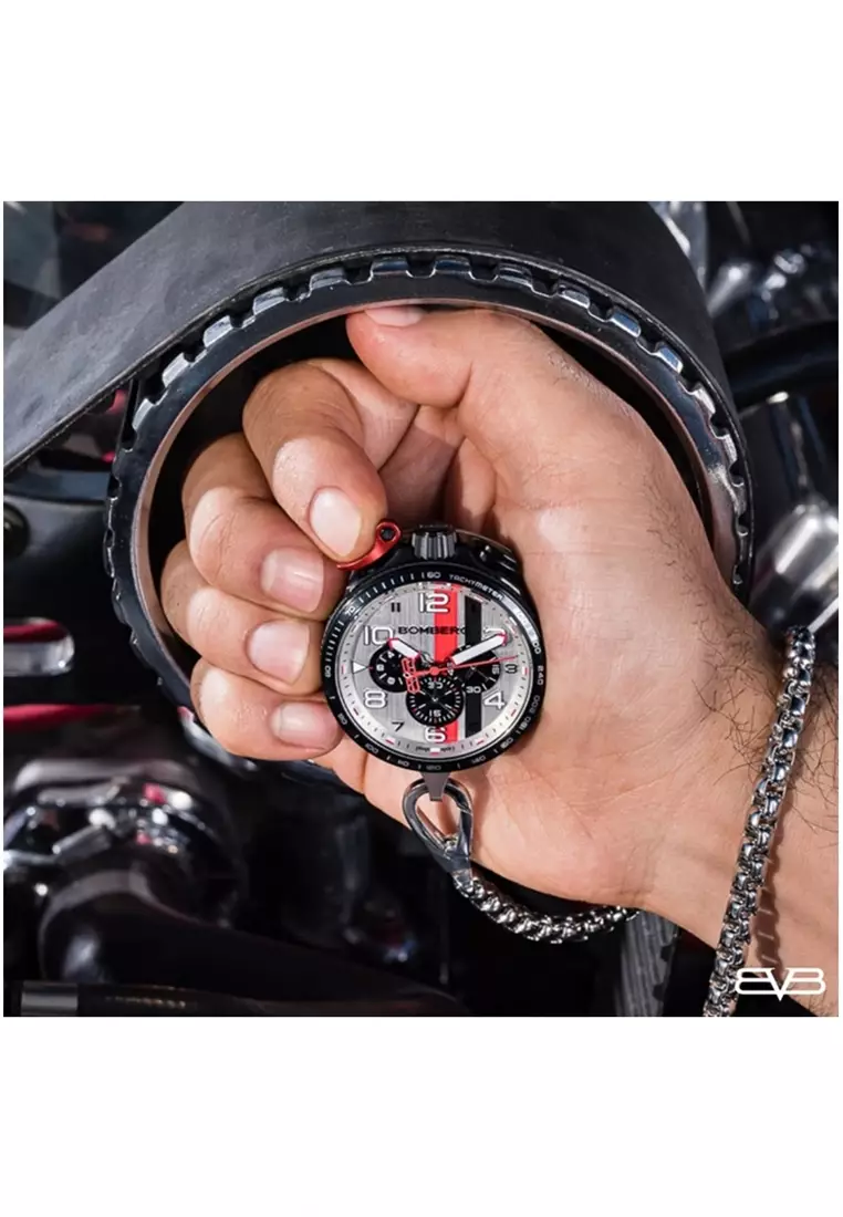 BOLT-68 RACING BLACK RED STRIP QUARTZ 45mm MEN WATCH (BS45CHPBA.059-13.12)