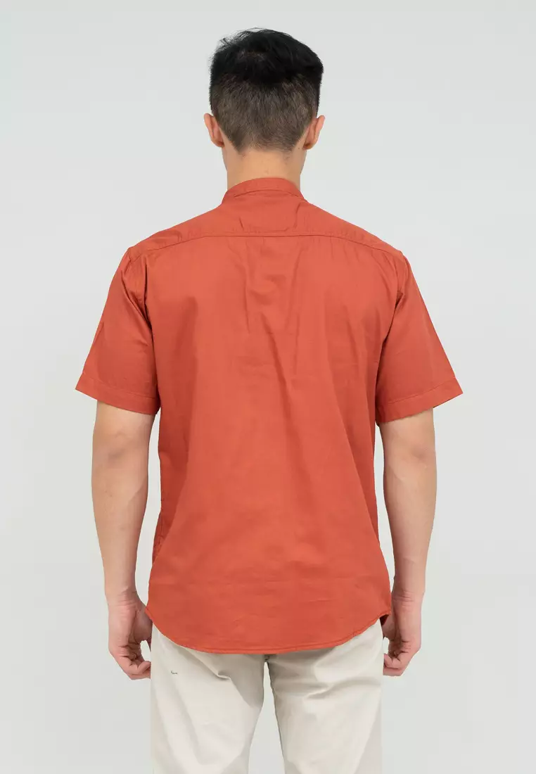 Houseofcuff Baju Koko Kemeja Lengan Pendek Pria Terracotta