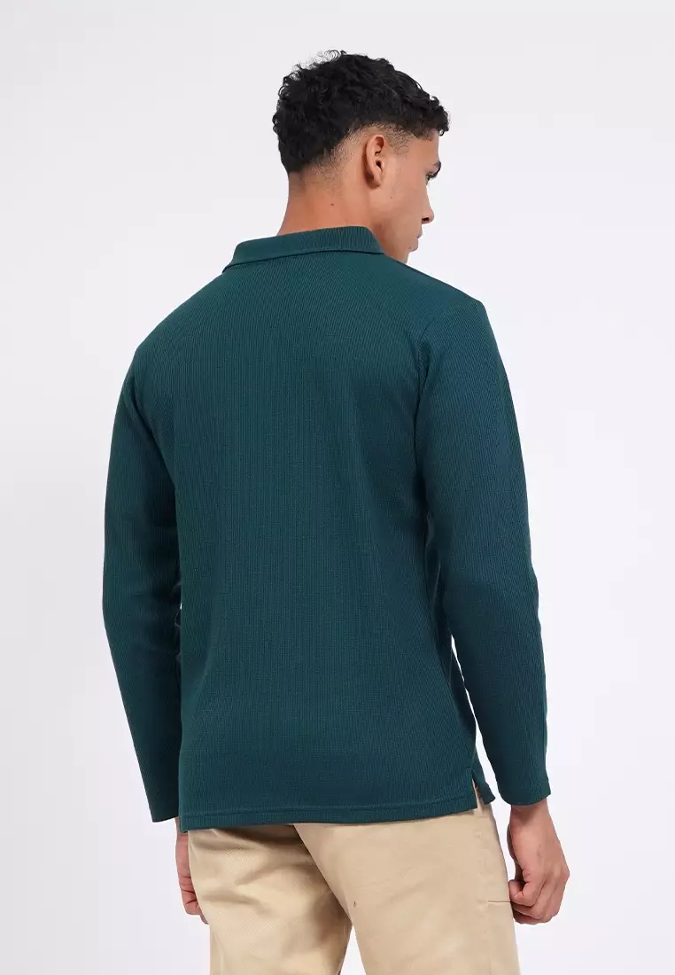 Buttoned Long Sleeve Polo Shirt