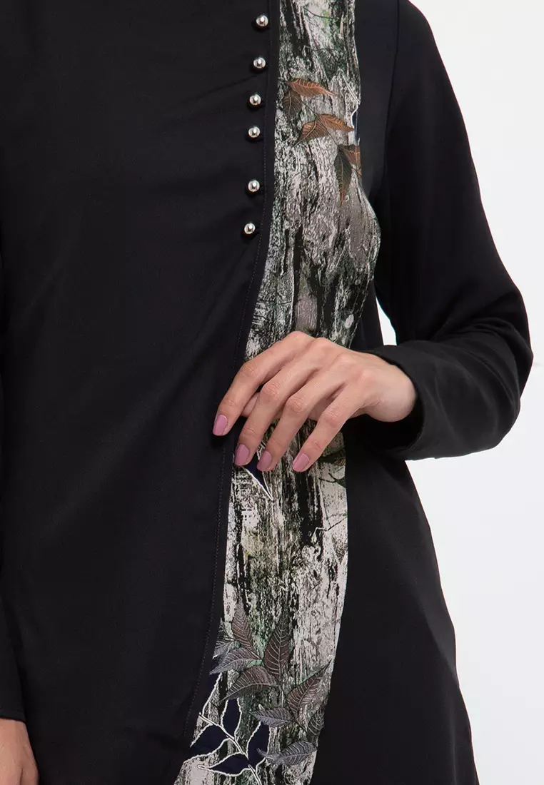 Tami Tunic In Green Leaf Print