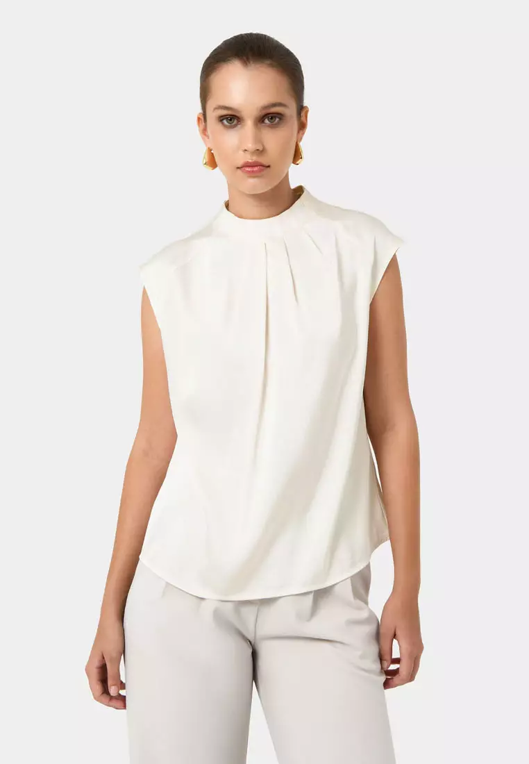 Kiar Pleated Satin Top