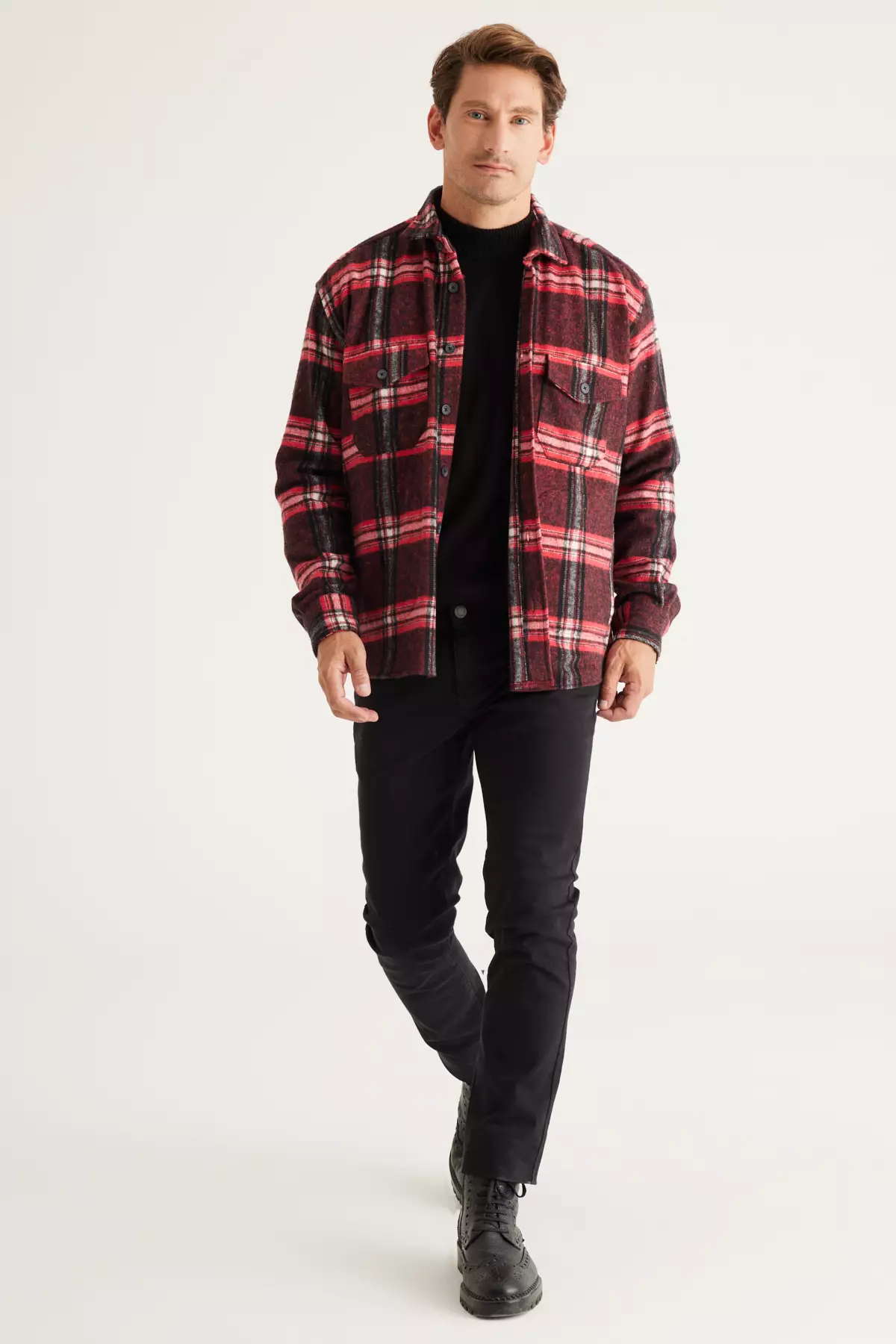 Plaid Patterned Lumberjack Shirt Jacket