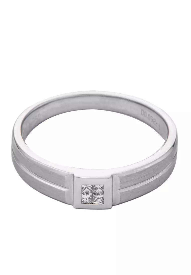 LITZ 18K 白金鑽石戒指 YF-YR7716