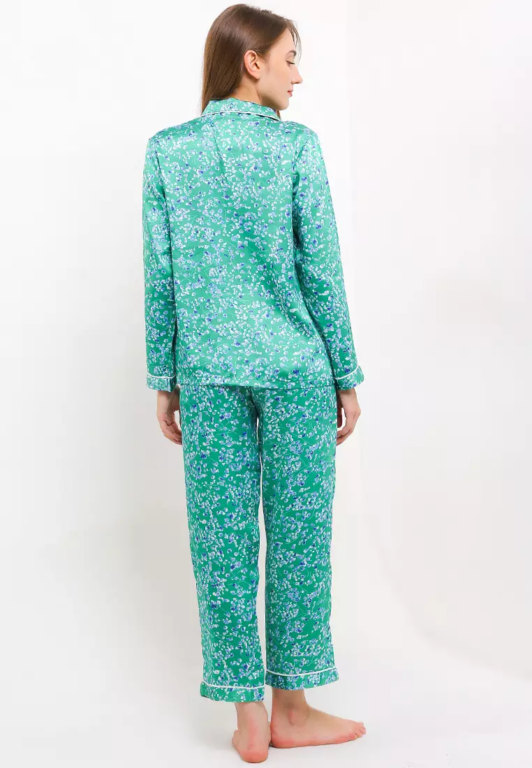 Pyjama Pijama Satin Silk Long Sleeve Long Pants Sleepwear