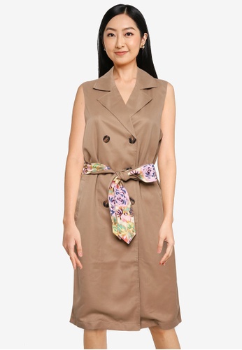 ONLY brown Vita Belted Waistcoat Dress 14203AAE1F1462GS_1