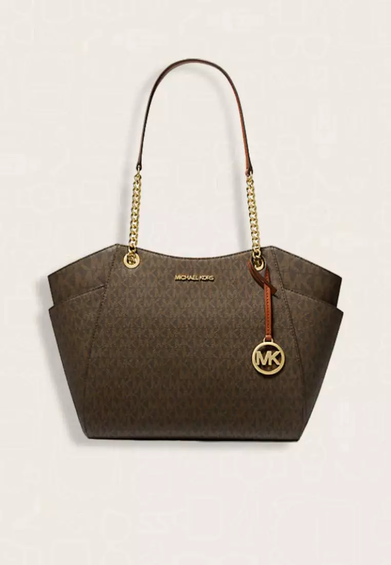 Michael Kors Jet Set Travel Large Chain Shoulder Tote Brown