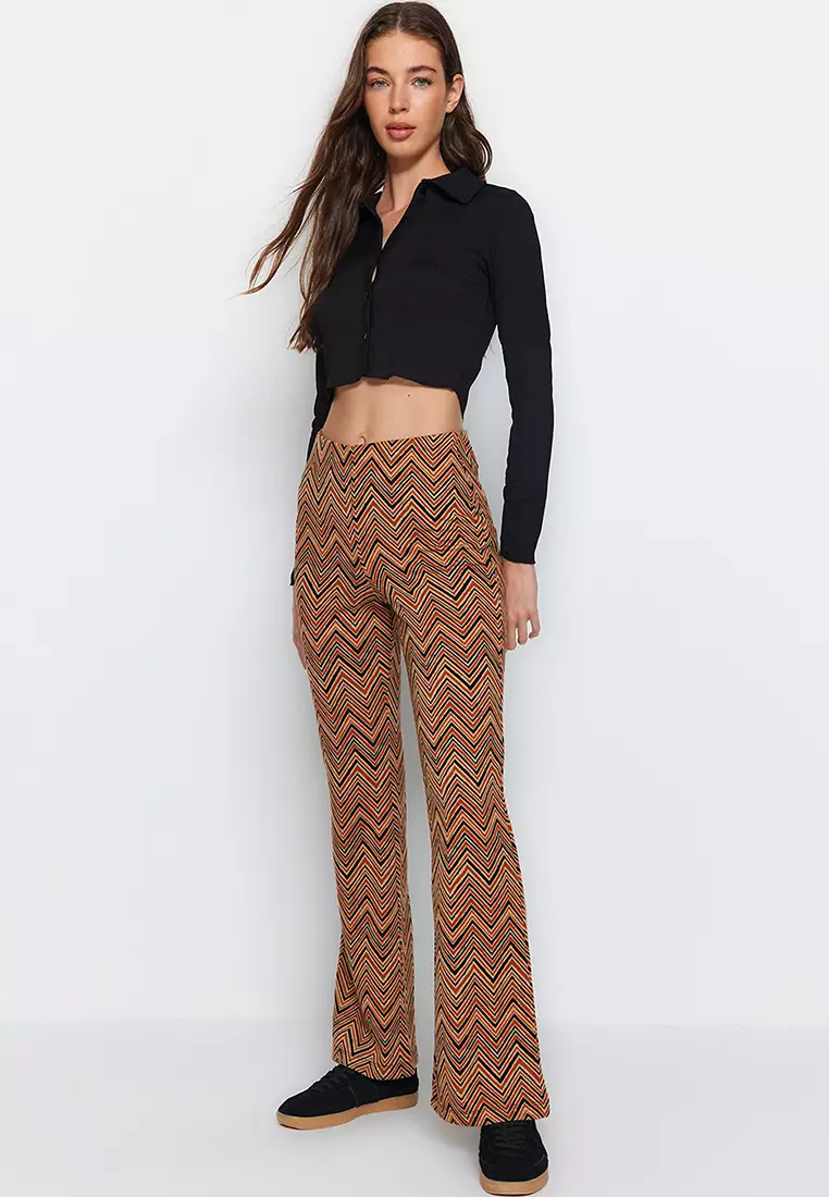 Satin peg trousers - Multicolour print