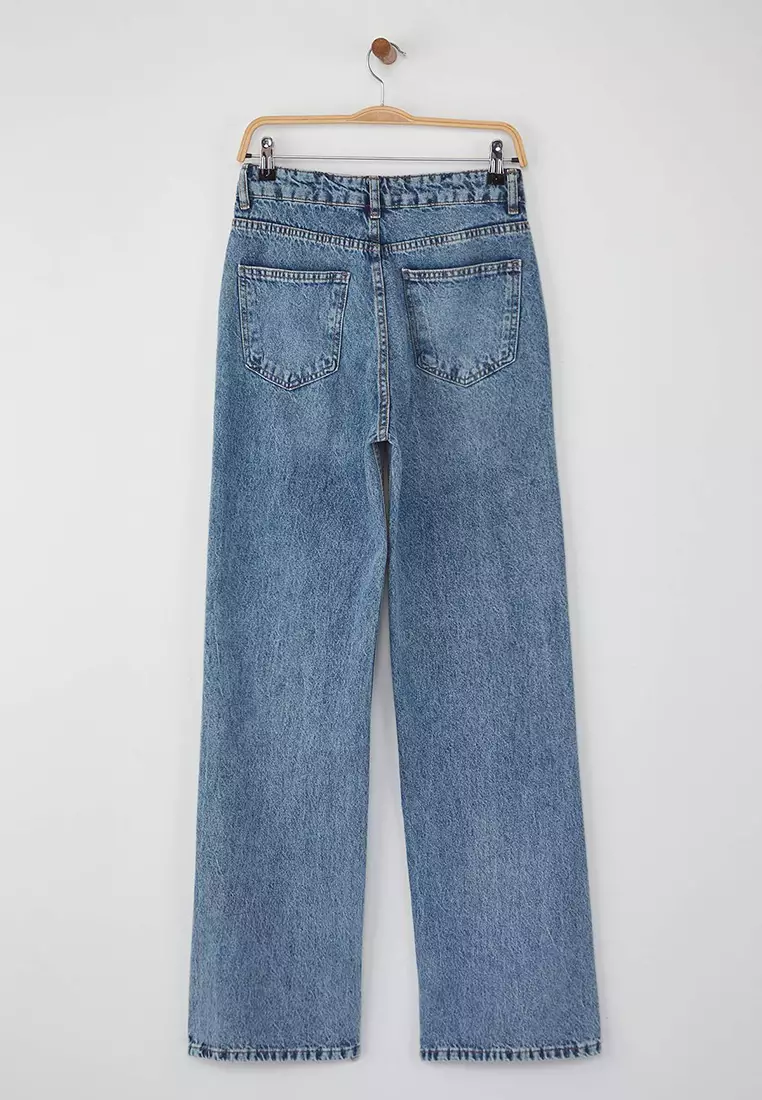 Blue High Waist Wide Leg Jeans Twoaw26Je00083