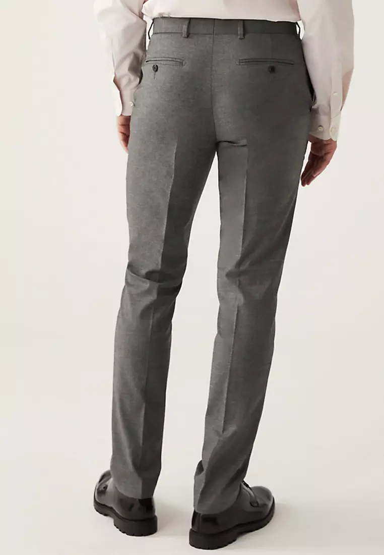 Grey Mens Stretch Suit Trousers Athletic Fit Stretch Suit