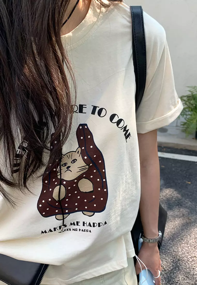 2025 printed letter loose short sleeved top CA25042918BE