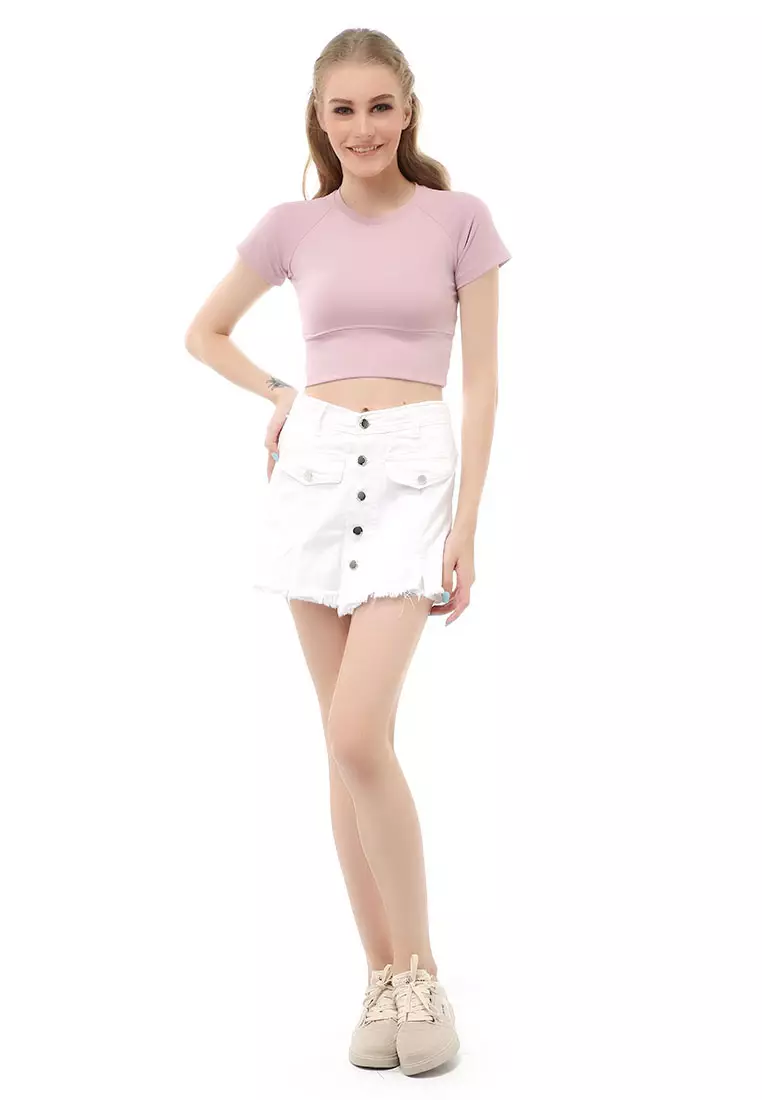 Madoc Short Skirt Pants Rok Celana Pendek Kasual Wanita Stylish Material Denim ORIGINAL - White