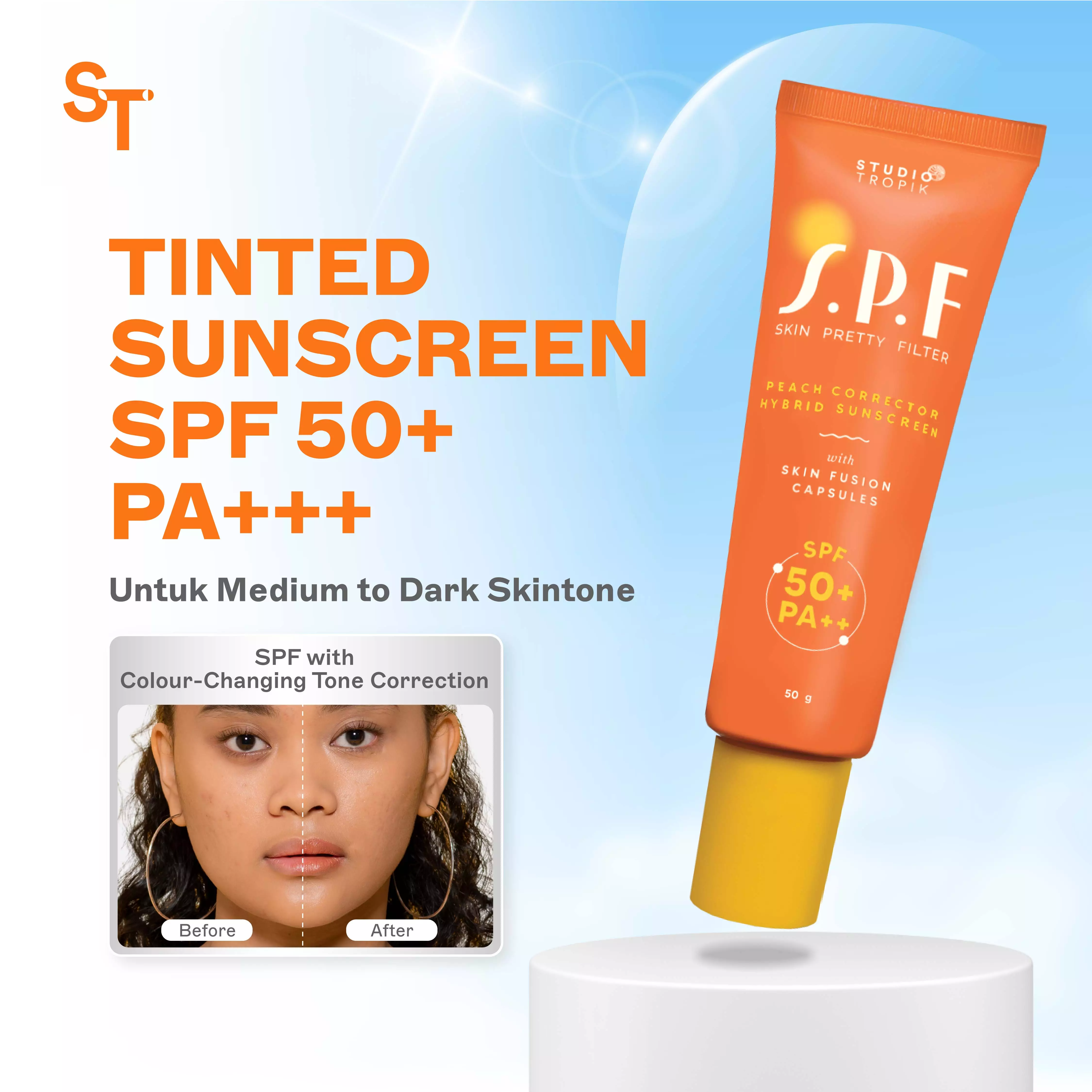 Jual Studio Tropik Studio Tropik SPF 50+ PA++ (Peach) Skin Pretty
