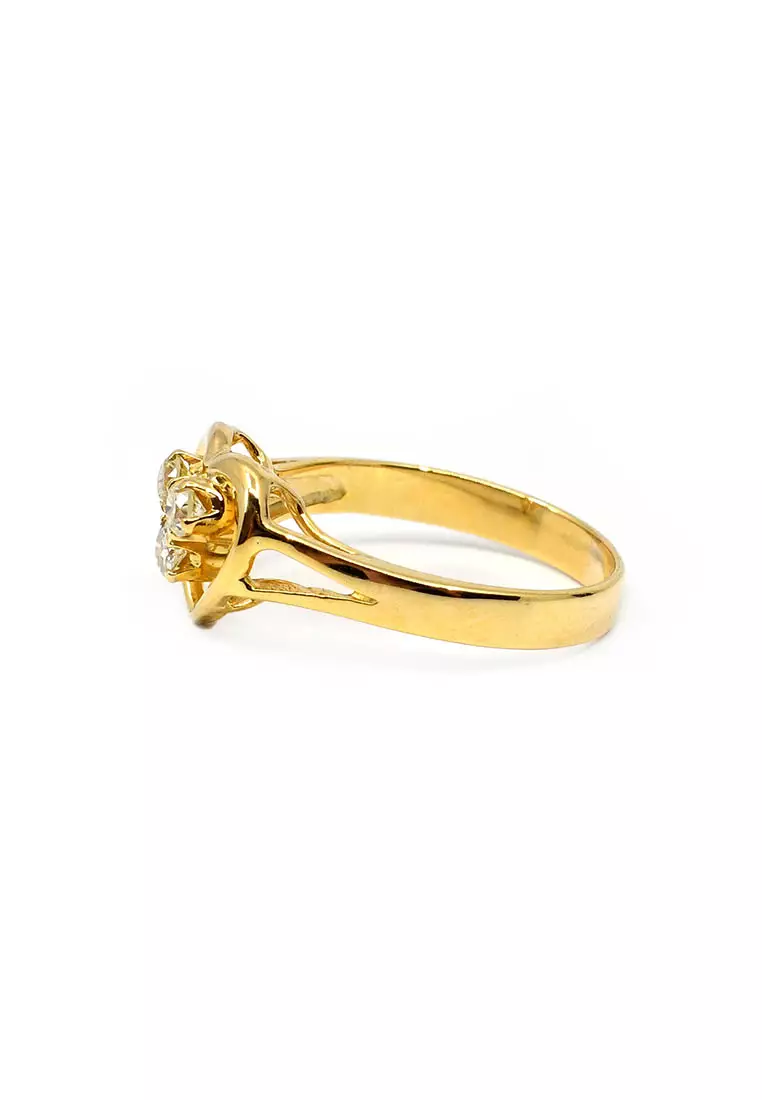 14K Locally Made Yellow Gold Lady Ring with Diamonds