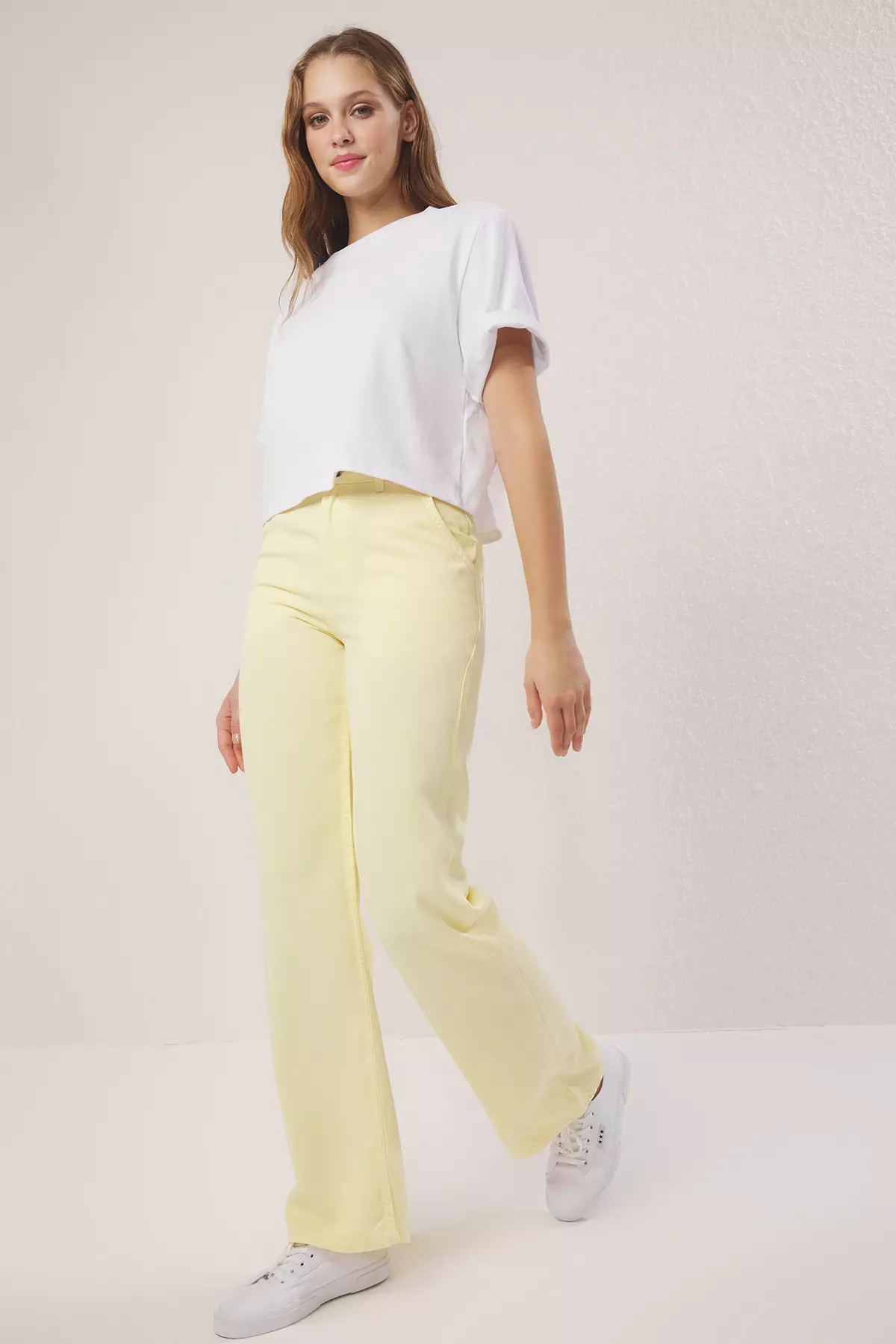 Yellow Low Waist Wide Leg Jeans