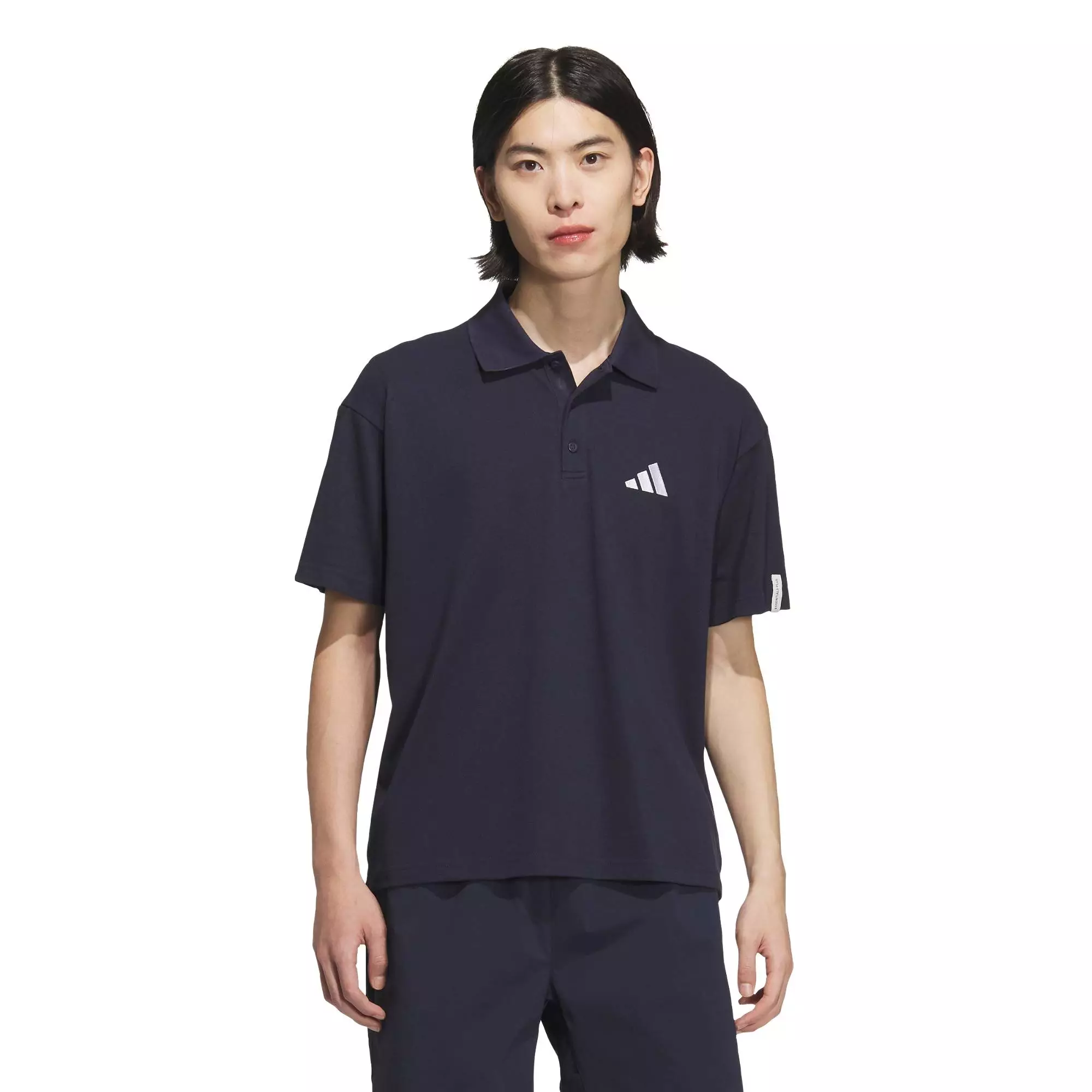 Lifestyle Essentials Plus Loose Fit Small Logo Short Sleeve Polo Shirt Men Blue JW6986