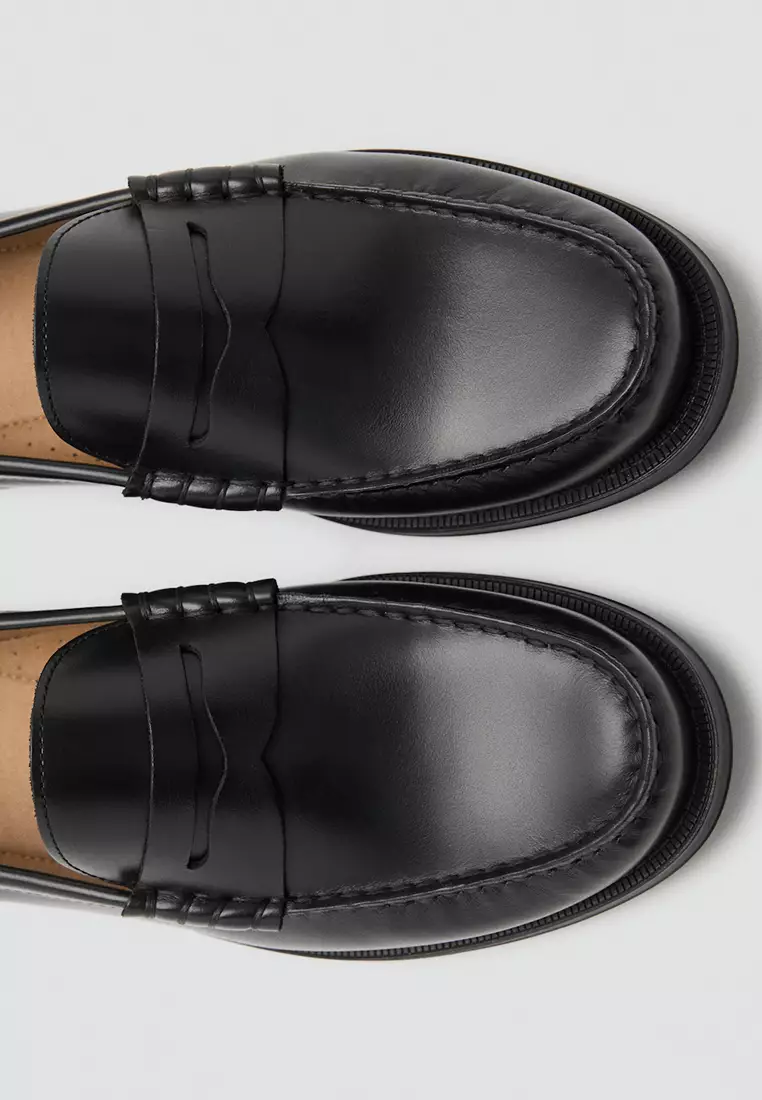 Aged-Leather Loafers