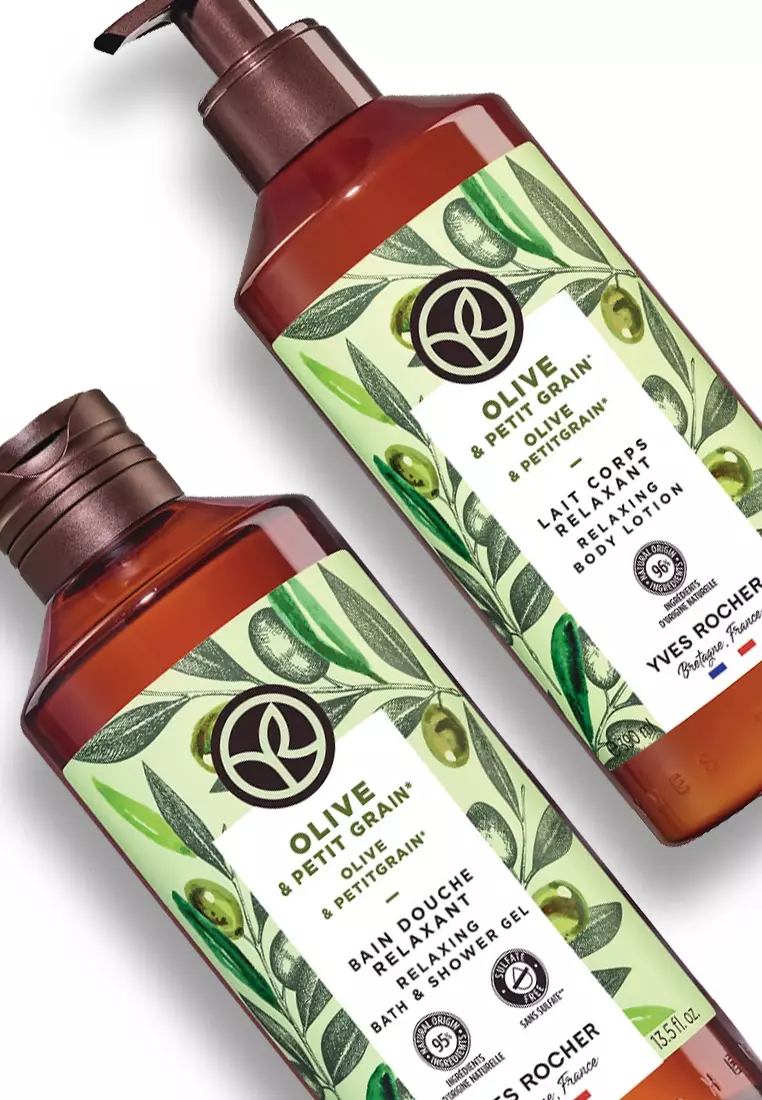 Olive & Petitgrain Body Wash Shower Gel 400ml and Lotion Moisturizer Bundle 390ml Scented Long Lasting