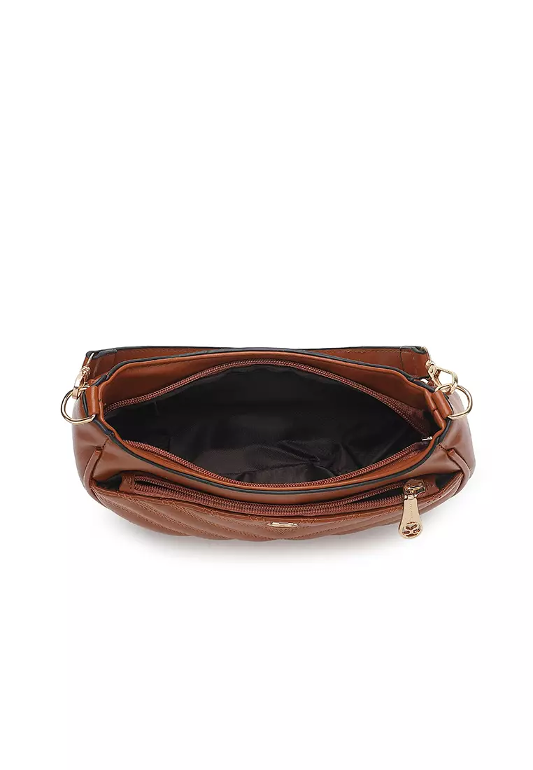 Women's Top Handle Bag / Sling Bag / Crossbody Bag / Shoulder Bag (Tas Tangan Wanita / Tas Selempang Wanita / Tas Bahu Wanita) - Cokelat
