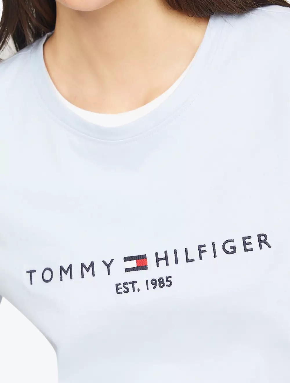 TOMMY HILFIGER - Embroidered Tommy Logo T-Shirt - Blue - Blue