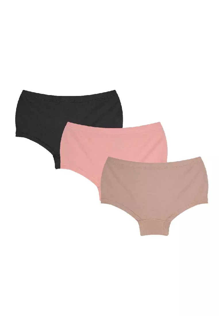 Ladies' Antimicrobial Cotton Boyleg Panty 3 Pieces In A Pack Ulpbg13