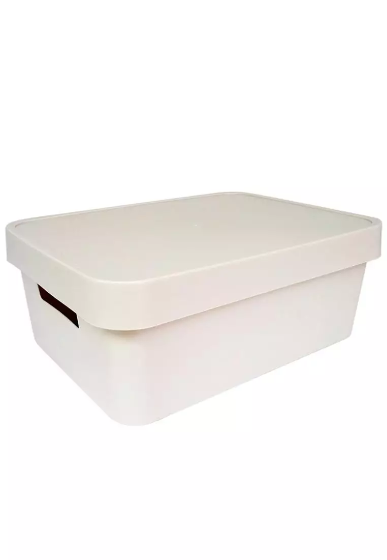 Buy Nest Design Lab Premium Storage Box Organizer w/ Lid PP Plastic - Beige  8.5L, 36x27x14cm Space Saver - Multi-Purpose - Easy Storing 2024 Online
