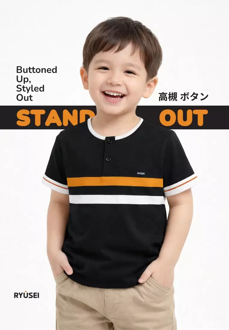Ryusei Kaos Anak Takatsuki Button CMB Black