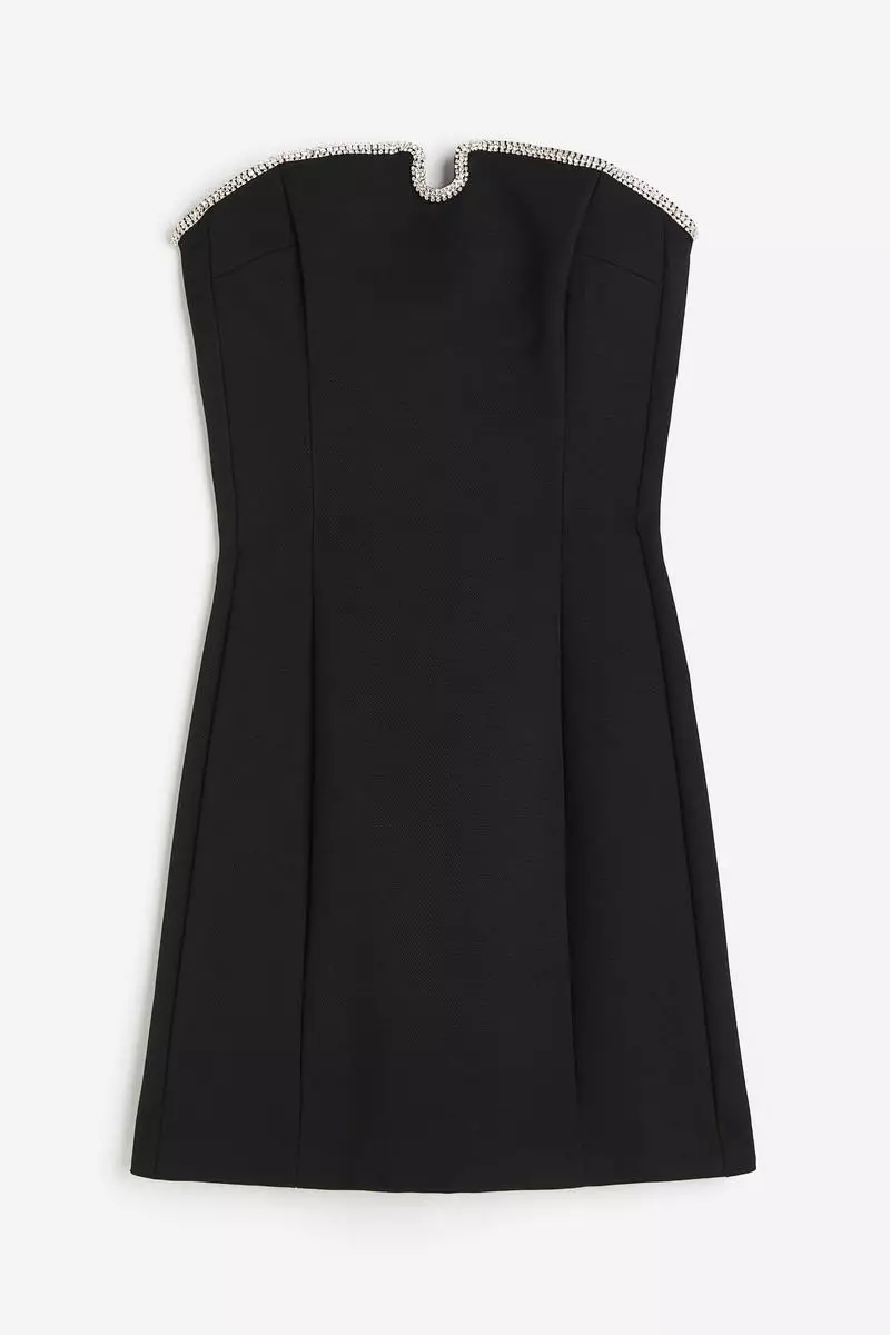 Rhinestone-trimmed bandeau dress
