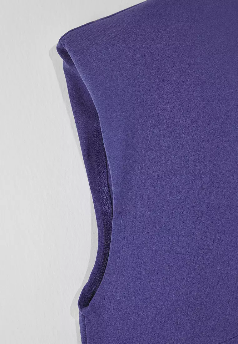 Blue Crew Neck Crepe Knit Plus Size Dress Tbbss25Ah00010