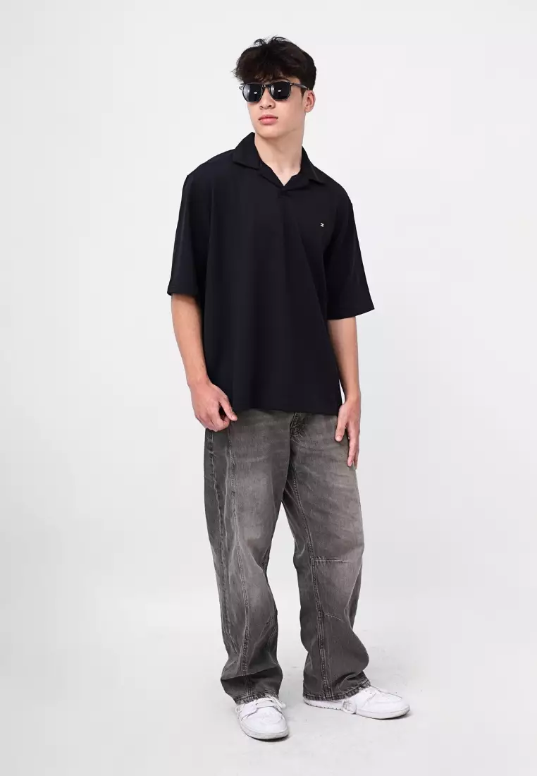 Ryusei Polo Oversize Kudo Twill Black