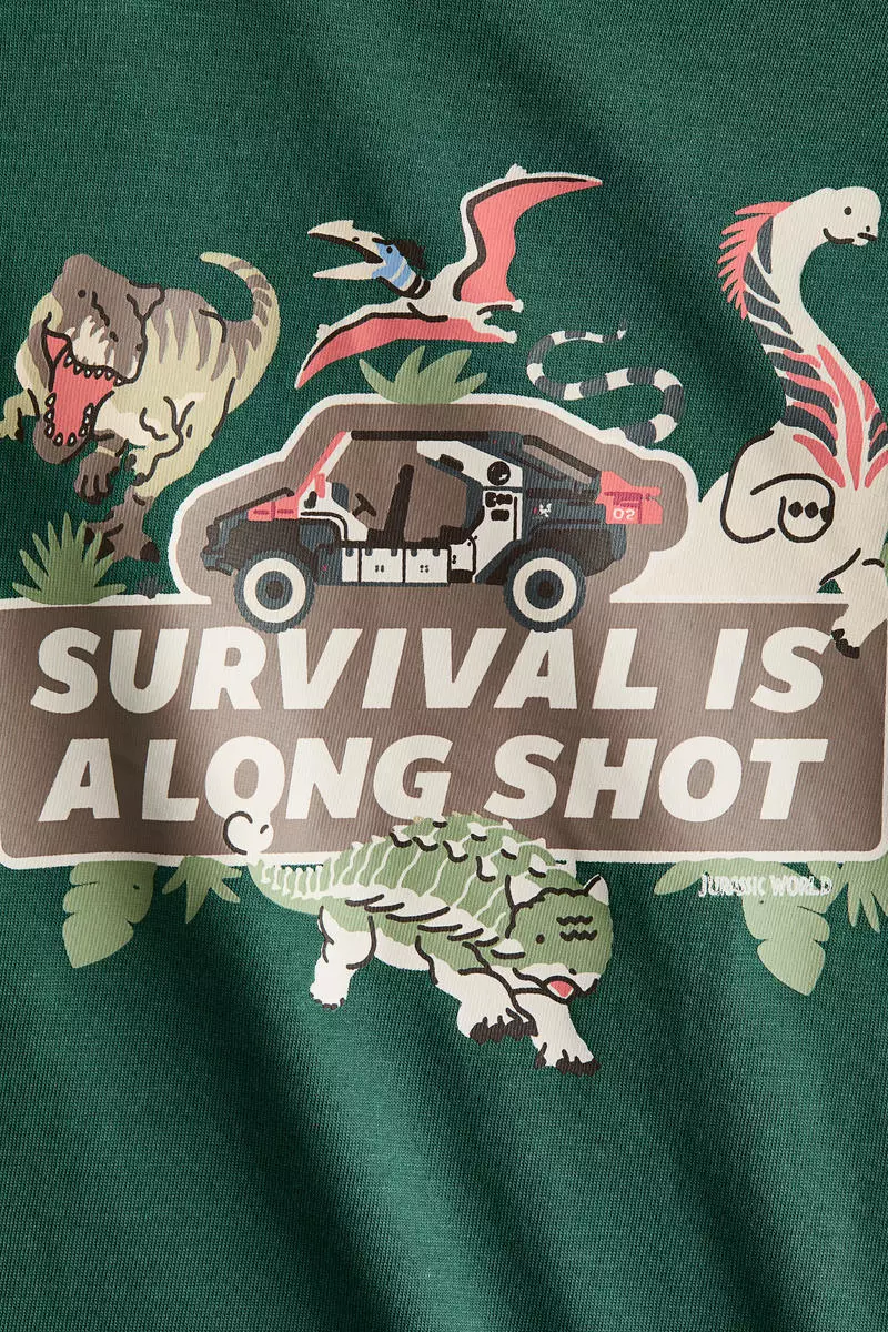 Print-motif cotton T-shirt