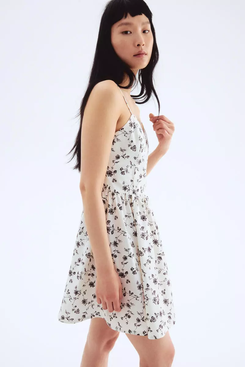 Flared-skirt cotton dress